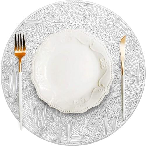 Ginkgo Leaf Round Placemats for Dining Table, a Set of 6 Hollow Table Mats for Table Decoration