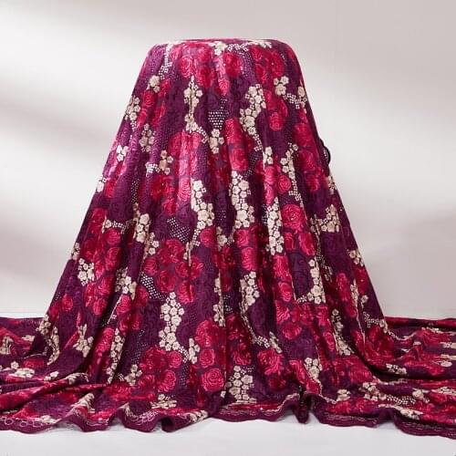 Lace Fabric Red Wine Swiss Voile Cotton Fabric 2021 New Austri Cotton Embroidery Sewing Fabrics Dresses For Woman Wedding A2520