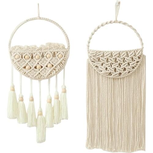 DIY Lace Wall Hanging Tapestry Dried Flower Net Bag Boho Crafts Hand-woven Macrame Pendant Dorm Room Decor favorable