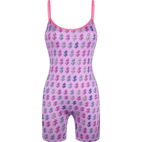 Summer Women Sexy Jumpsuit Streetwear Sleeveless Bodycon Dollar Printed Shorts Jumpsuits Slim Romper Playsuit For Women