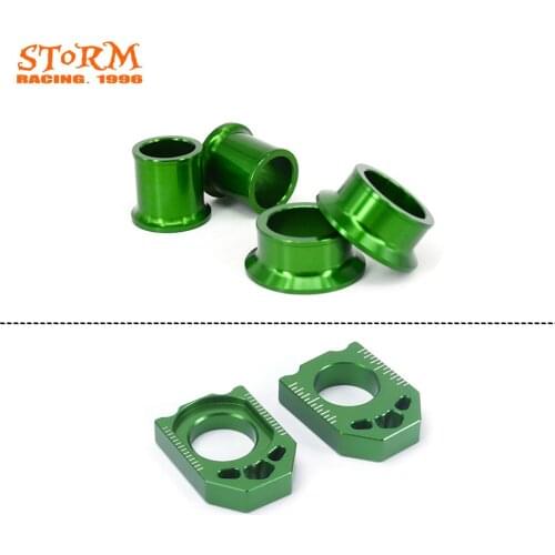 Motorcycle CNC Chain Adjust Axle and Wheel Hub Spacers For KX125 KX250 06-08 KX250F KX450F KXF 250 450 2006-2001 2012 2013 2014
