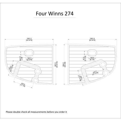 Four Winns 274 Swim Platform Pad 1/4" 6mm Boat EVA Teak Decking