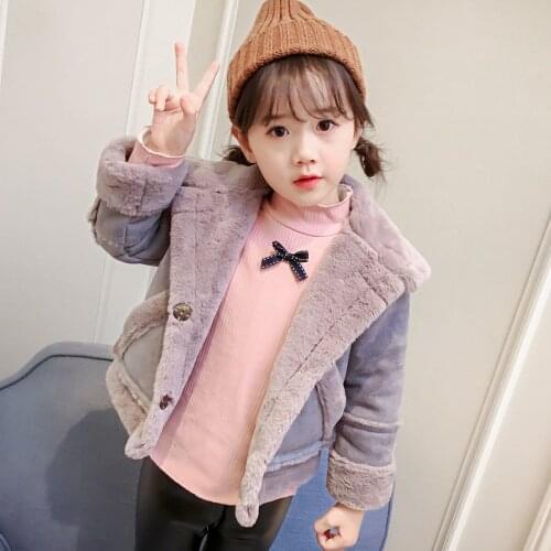 2021 Winter New Girls Coats and Jackets Suede Fleece Kids Coats Fashion Girls Warm Casual Coats Children Clothing Outerwear W234