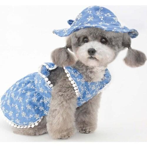 Dog clothes summer pet dress clothes spring and summer cat clothes cat clothes pet skirt puppy skirt and hat