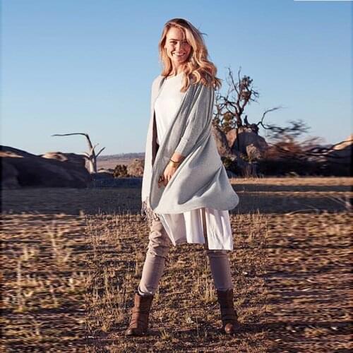 The Autumn And Winter New Irregular Loose Mid-length Shawl Tops Fashion All-match Solid Color Cardigan Street Comfortable Jacket