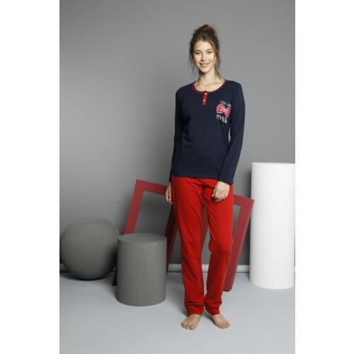 Cathi&White Womans pajama set, sleepwear, %95 cotton, %5 lycra, buttoned, dm60028