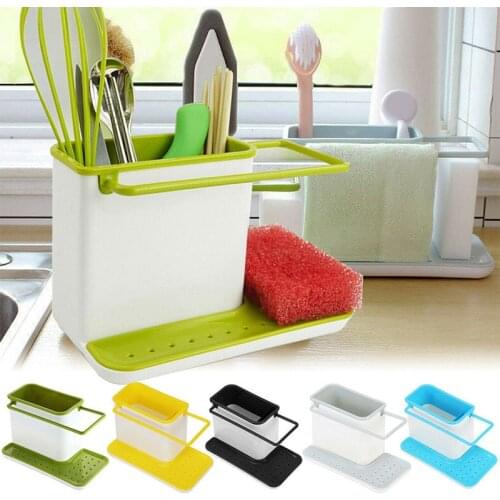Storage Shelf Sponge Holder Draining Sink Box Kitchen Organizer Draining Rack Dish Storage Rack Stands Tidy Utensils Towel Rack