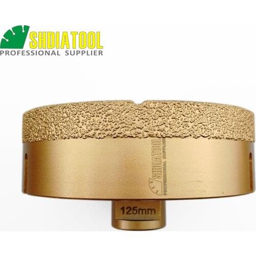 SHDIATOOL Diameter 125mm Vacuum brazed diamond drilling core bits with 15MM Diamond height M14 connection Drill bits hole saw