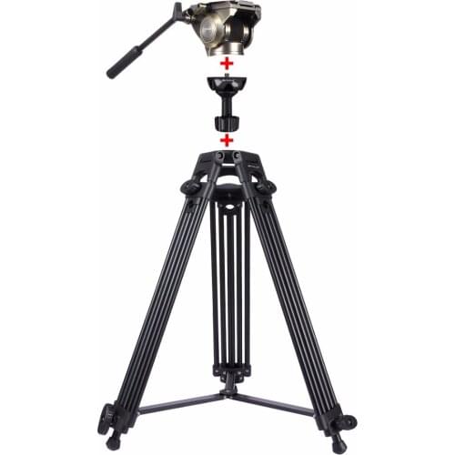 PULUZ Heavy Duty Video Camcorder Aluminum Alloy Tripod with Fluid Drag tripod Head for Canon Sony Nikon DSLR SLR Camera