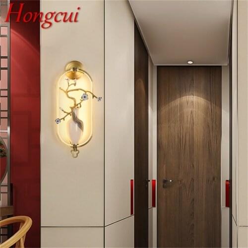 Hongcui LED Indoor Wall Lamps Luxury Brass Sconces Modern Wall Light Fixture Home Decorative for Bedroom Living Room Office