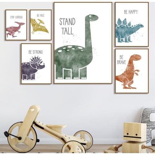 Triceratops Pterosaur Cartoon Dinosaur Wall Art Canvas Painting Nordic Posters And Prints Wall Pictures For Kids Room Decor