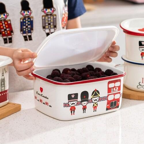 Thickened enamel edging rectangular sealed fresh-keeping bowl stewed bread box storage box