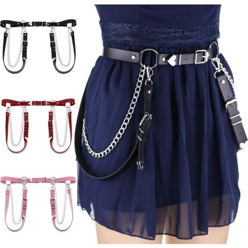 Punk Goth Heart Leather Body Harness Shoulder Chest Chain Necklace Witch Gothic Fashion Girls Halloween Festival Jewelry