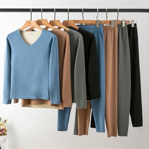 Women Men Winter Pajamas Set Warm Fleece Thicken Sleepwear Long Johns Thermal Underwear Cotton Breathable Thermal Set Plus Size