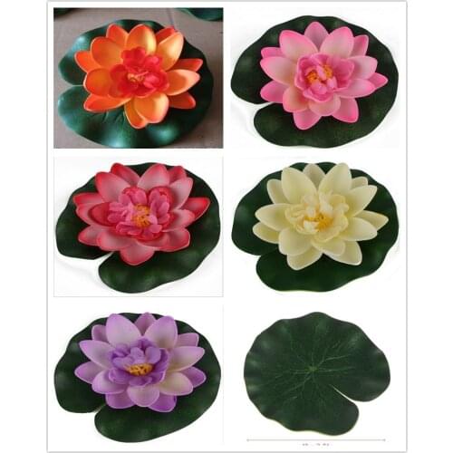 1 PCS Artificial Lotus Water Lily Floating Flower Pond Tank Plant Ornament 10cm Home Garden Pond Decoration