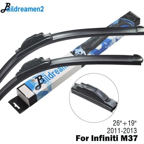Buildreamen2 2 Pieces Car Wiper Blade Rubber Windscreen Wiper Accessories For Infiniti M37 Fit J Hook Arms 2011 2012 2013