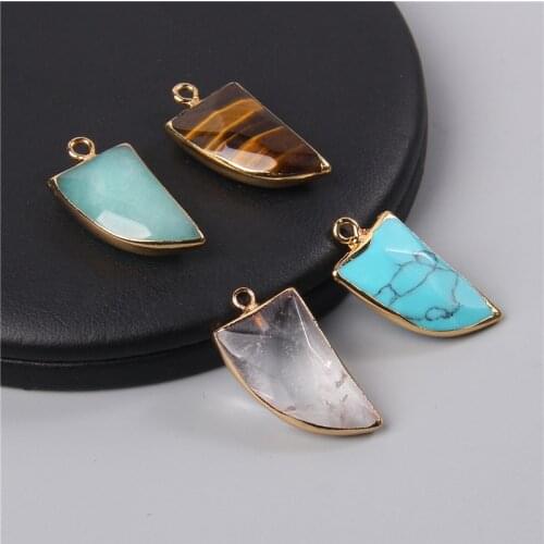 Natural Tiger Eye Clear Crystal Quartz Stone Charms Pendants for Diy Jewelry Making Earring Necklace 2pcs 13*26MM Wholesale Gift