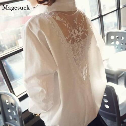 2021 Fashion Long Sleeve V-neck Womens Tops Plus Size Hollow Out OL Women Blouse Shirt White 5XL Womens Clothing Blusas D95 30