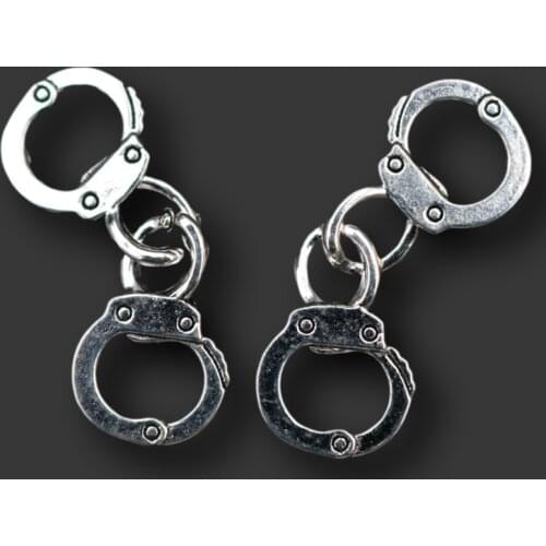8pcs Silver Plated Prison Guards 3D Handcuffs Pendant Retro Necklace Earrings Metal Accessories DIY Charms Jewelry Crafts Making