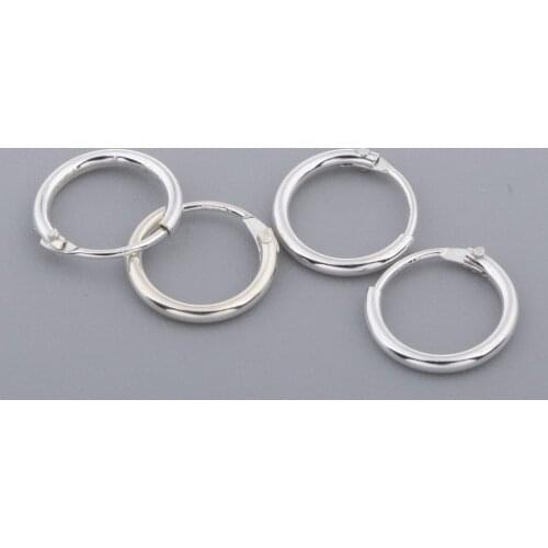4 Pack Sterling Silver color Small High Polished Round Huggie Hoop Earrings Ear Jewelry for Women Men Girls Teens - 8mm/10mm Dia