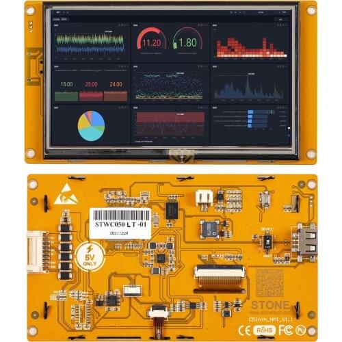 5.0" Intelligent TFT LCD Touch Module with Controller + Program to Replace HMI & PLC