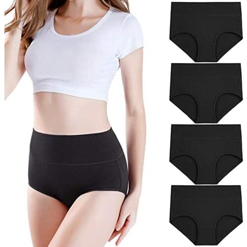 Sexy Women Hot Sale High Quality Women Underpants Hight Waist Shaped Cotton Elastic 5 PC Solid Color Briefs For Dropshipping