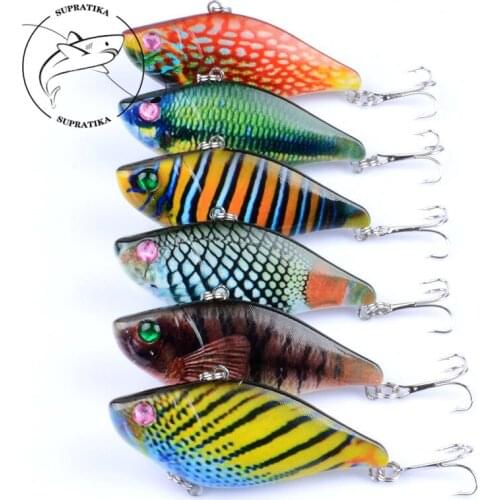 6Pcs/Lot 7cm/12.5g 3D Painting VIB Fishing Baits Lure Crankbait Artificial Pesca Isca Jerkbaits With Hooks Wobblers For Fishing