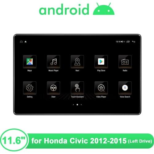 JOYING 11.6"Android 10 Car Radio Stereo Multimedia Head Unit For Honda Civic 2012 2015 Left Drive Wireless Carplay Android Auto