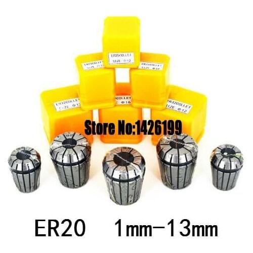 Free shipping 13PCS ER20 From 1mm-13mm ER20 Precision Spring Collet Chuck Set CNC Milling Lathe Tool & Workholding