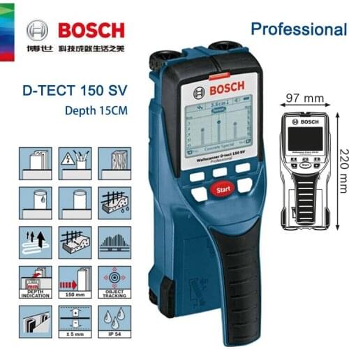BOSCH Wall detector wire Rebar Pipeline Metal Scanner Detecting Instrument Tools D-tect150SV Professional Detection Finder Depth