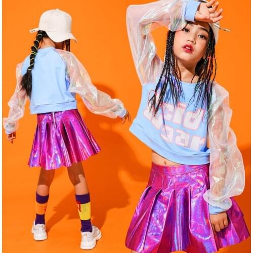 Kid Hip Hop Clothing Casual Tops Sequined Skirt for Girls Children Jazz Dance Costume Ballroom Dancing Clothes Streetwear