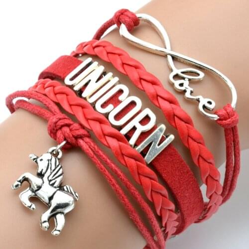 Factory DIY Jewelry Zinc Alloy Infinity Love Unicorn Bracelet Men Casual Fashion Braided Bracelets For Women