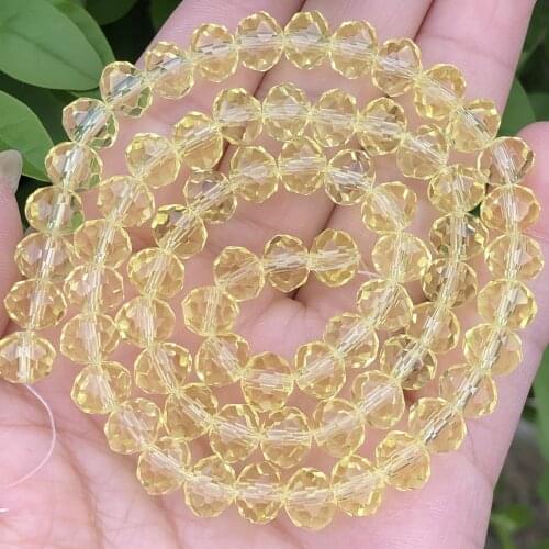 Faceted Lemon Yellow Rondelle Austrian Crystal Glass Beads Round Loose Spacer Beads For Jewelry Making Diy Accessories Finding
