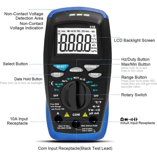 HoldPeak HP-41B NCV Digital Multimeter 6000 Counts Auto Ranging AC/DC Voltage Meter Flash Back Light Large Screen dropshipping