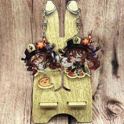 Game Genshin Impact HUTAO Keychain Anime Badge Accessories Cosplay Props Key Chain Cartoon Backpack Pendant