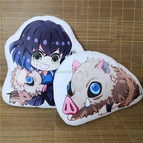 Inosuke Hashibira Plush Doll Anime Demon Slayer Kimetsu No Yaiba Figure Pillow Double Sided Case Cosplay Plushies Toy 45cm Gift