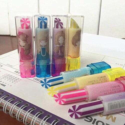 Stationery Erasers for Kids Princess Lipstick Eraser Cute Gift Prizes Christmas Lipstick Novelty Erasers Cute School Supplies