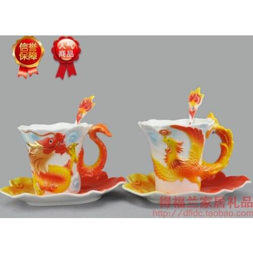 Ceramic Coffee couple mugs set wedding ceremony items with the European style bone china