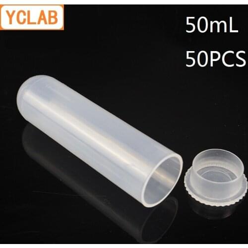 YCLAB 50PCS 50mL Centrifuge Tube EP Plastic Round Bottom with Lid no Graduation Ethylene Propylene