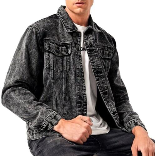 Autumn and winter new solid color denim jacket wild black three-dimensional patch pocket casual lapel slim-fit denim jacket