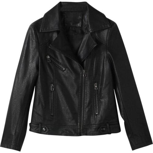 Women Faux Leather Jackets Soft Pu Leather Motorcycle Jackets Coat Korean Chic New Autumn Female Streetwear Zipper Outerwear