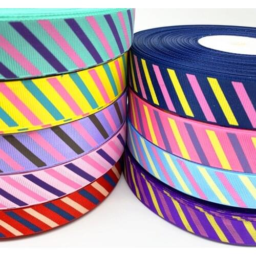 5 yards 25mm Printed Color Stripes Grosgrain Ribbon for Gift Wrapping Wedding Decoration Hair Bows DIY