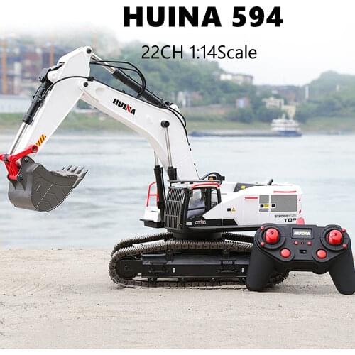 3 IN 1 HUINA 594 1/14 RC Excavator TRUCK Alloy Caterpillar 22CH 2.4G radio controlled car Electric Machine Tractor Toys for boy