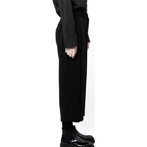 Mens new fashion hairstylist Yamamoto style mens casual wide-leg pants culoffs classic versatile loose large dark clothing