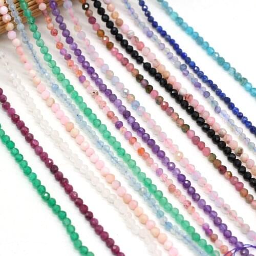 Natural Semi-precious stone Faceted Small Beads Amethyst Opal Various Stone Making DIY Necklace Bracelet Anklet Jewelry Gift36cm