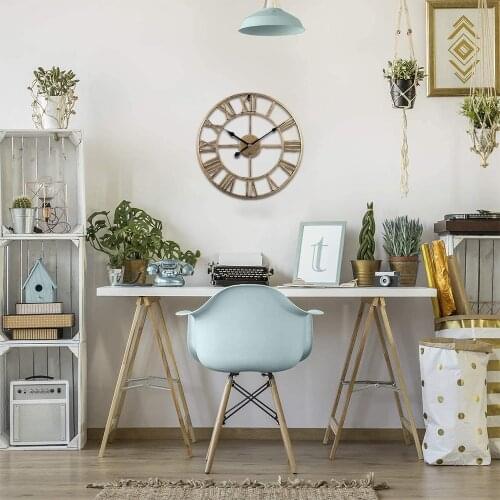 New Extra Large 40cm Vintage Style Statement Metal Wall Clock Statement Metal Wall Clock Country Style - Chocolate Color