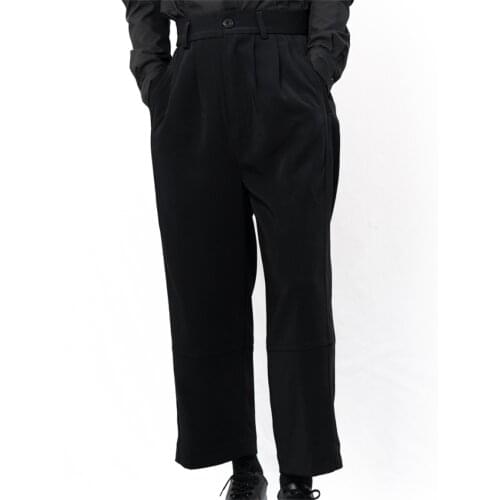 New black solid color nine points fashion trend simple classic mens casual pants
