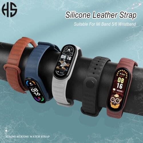 Suitable For Mi Band 6 5 Strap Silicone Leather Pattern Personalized Fashion Replacement Sports Wristband 2021 New