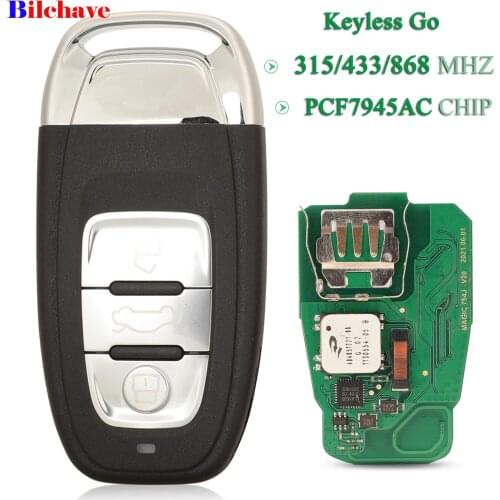 Bilchave 3 Buttons 315/433Mhz PCF7945 Chip Remote Control Car Key For Audi 754j A4L A6L A8 Q5 Q7 Smart Key