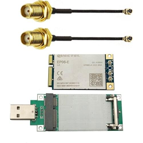 EP06-E mini pcie LTE Cat6 4G module with 2pcs 15cm sma female to IPEX pigatil+mini pcie to usb adapter EMEA APAC Brazil